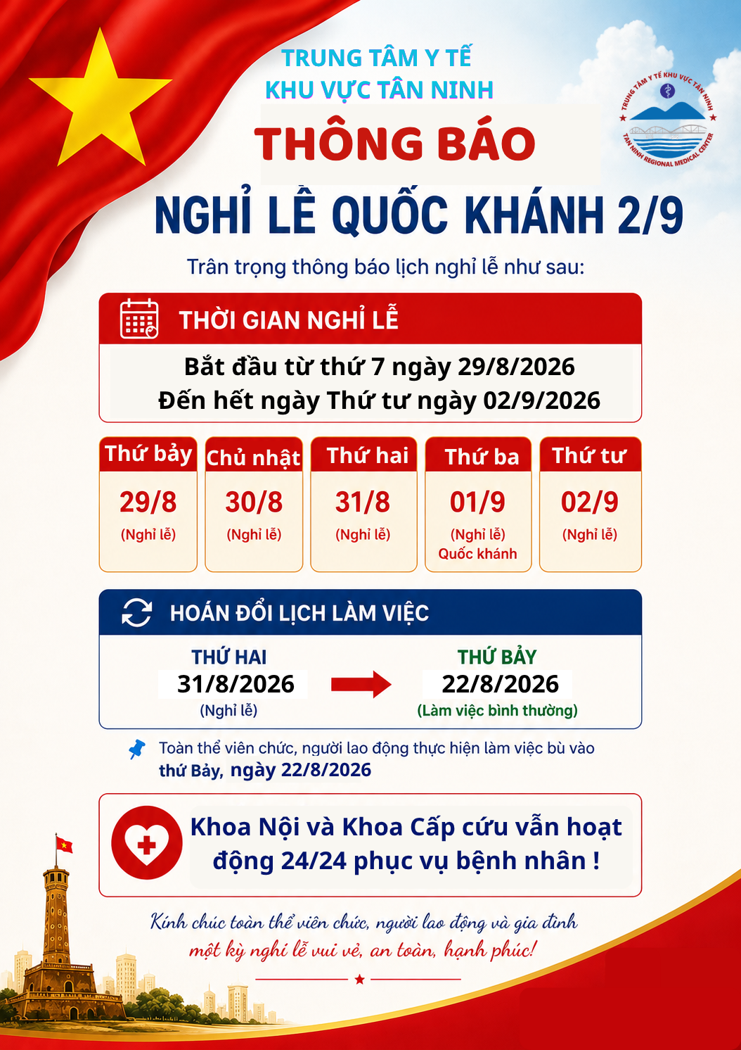 Thông báo nghỉ lễ 2/9/2026